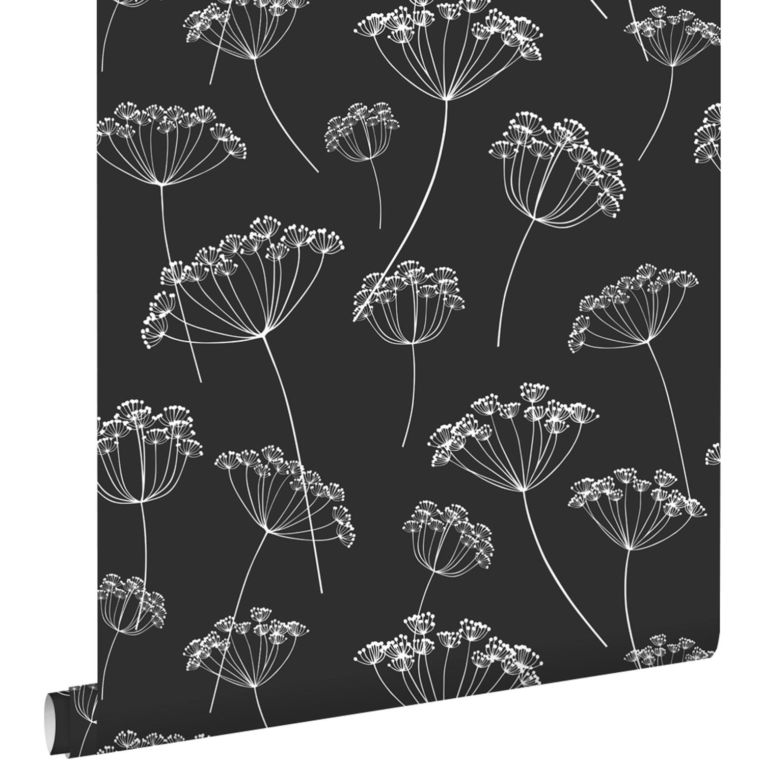 ESTAhome Tapete Doldenblütler Schwarz-Weiß 53 cm x 10.05 m günstig online kaufen
