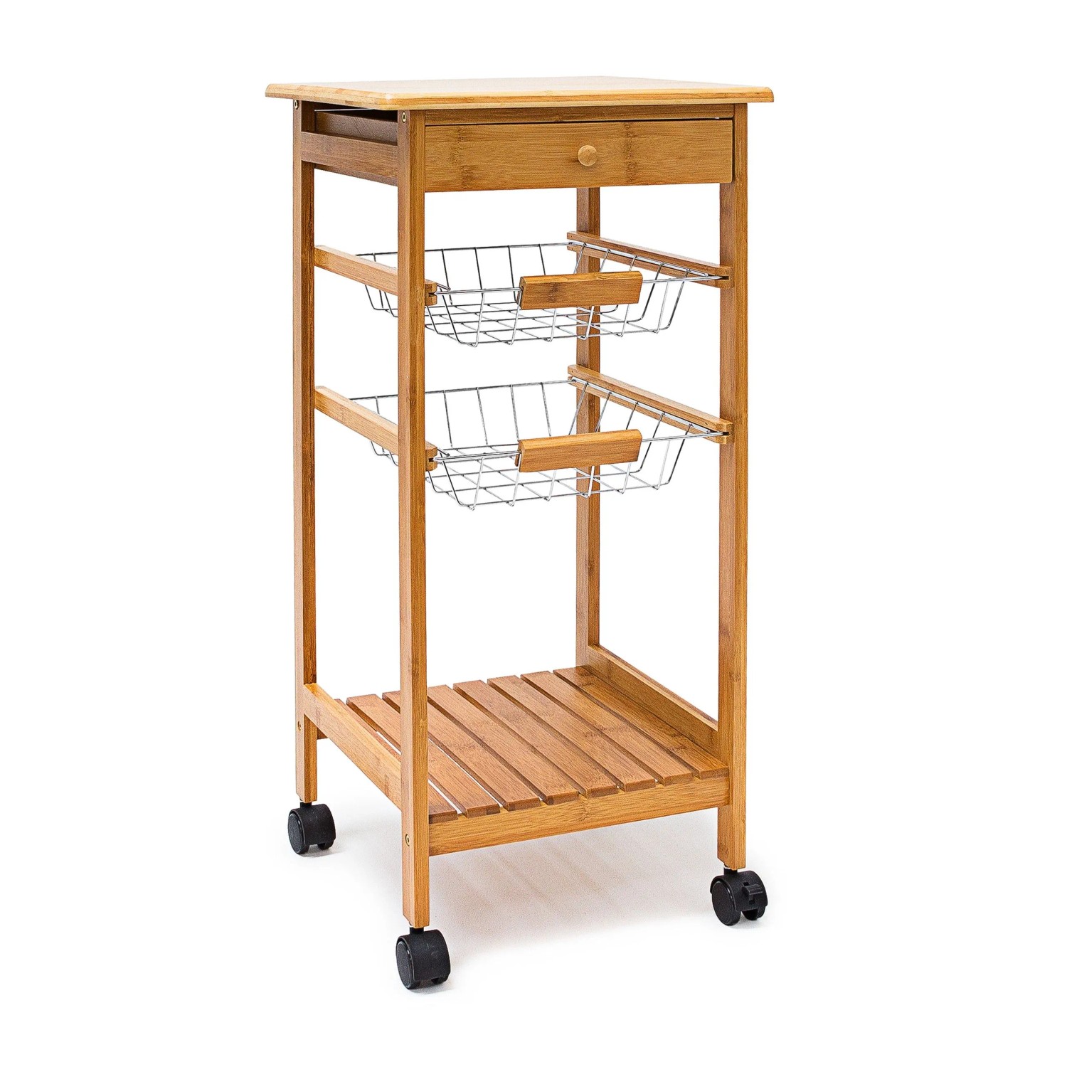 Relaxdays Küchenrollwagen Bambus Braun Mit 2 Körben 80,5 cm x 37 cm x 37 cm