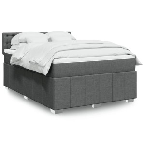 vidaXL Boxspringbett mit Matratze Dunkelgrau 140x200 cm Stoff 3289406