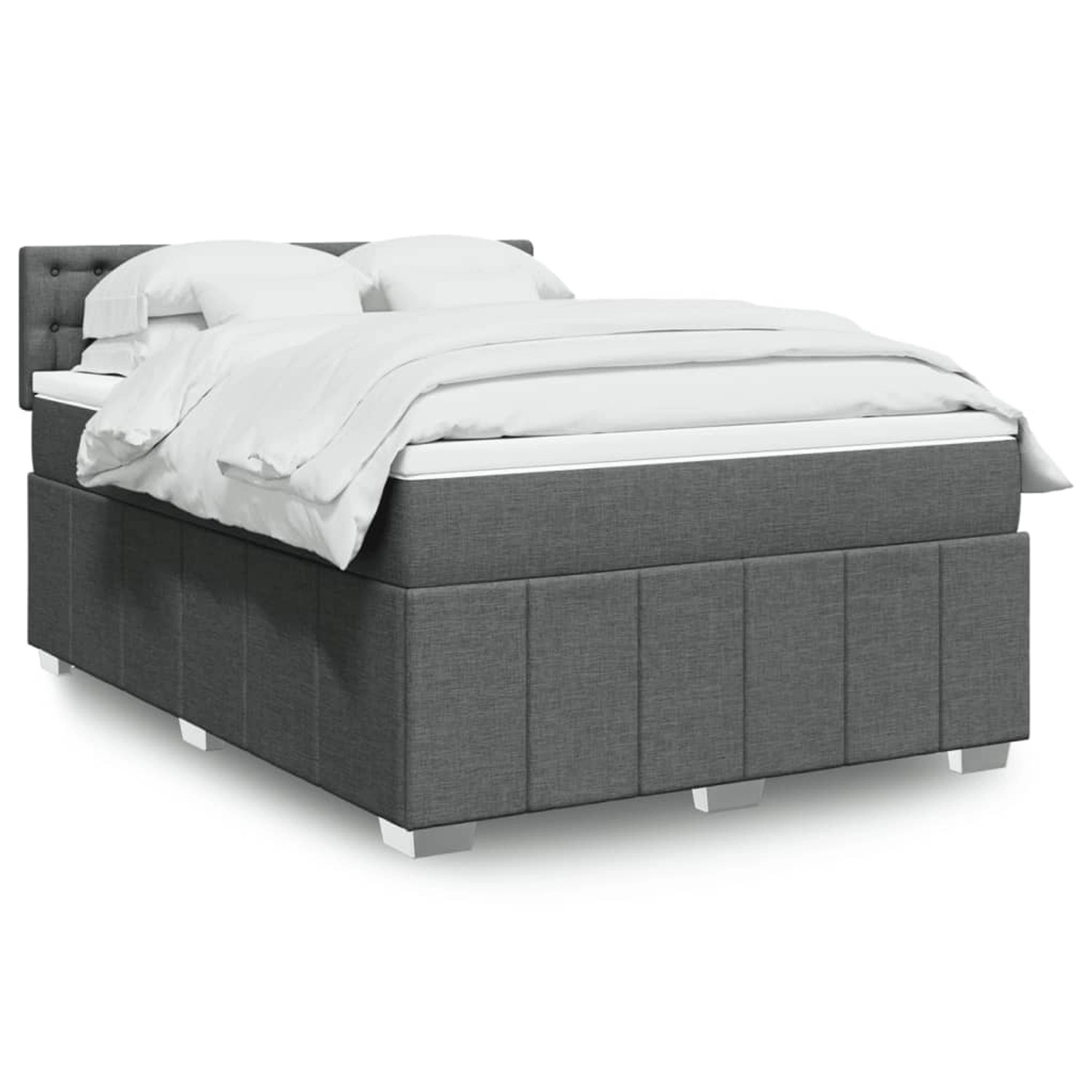 vidaXL Boxspringbett mit Matratze Dunkelgrau 140x200 cm Stoff 3289406 günstig online kaufen