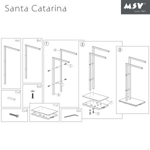 Montageanleitung MSV Handtuchständer Santa Catarina, Stahl verchromt, 30x20x85cm.