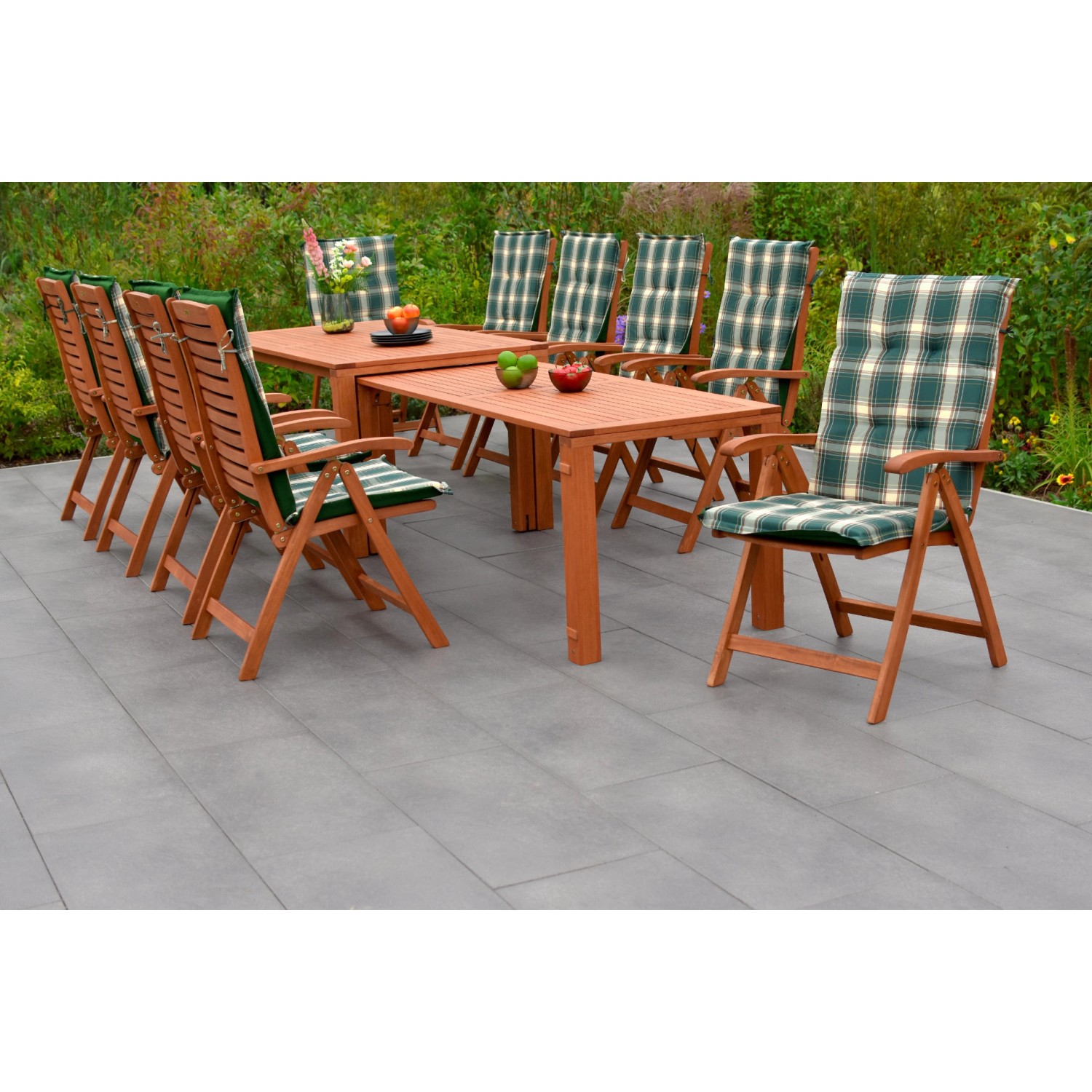 Merxx La Plata Set 21-tlg 10 Klappsessel 10 Auflagen Flex-Gartentisch Auszi günstig online kaufen