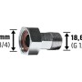 Wasserzählerverschraubung, verchromt, mit Gewinde 24,1 mm (Rp 3/4) und 18,6 mm (G 1/2) für Wasserzähler-Zubehör.