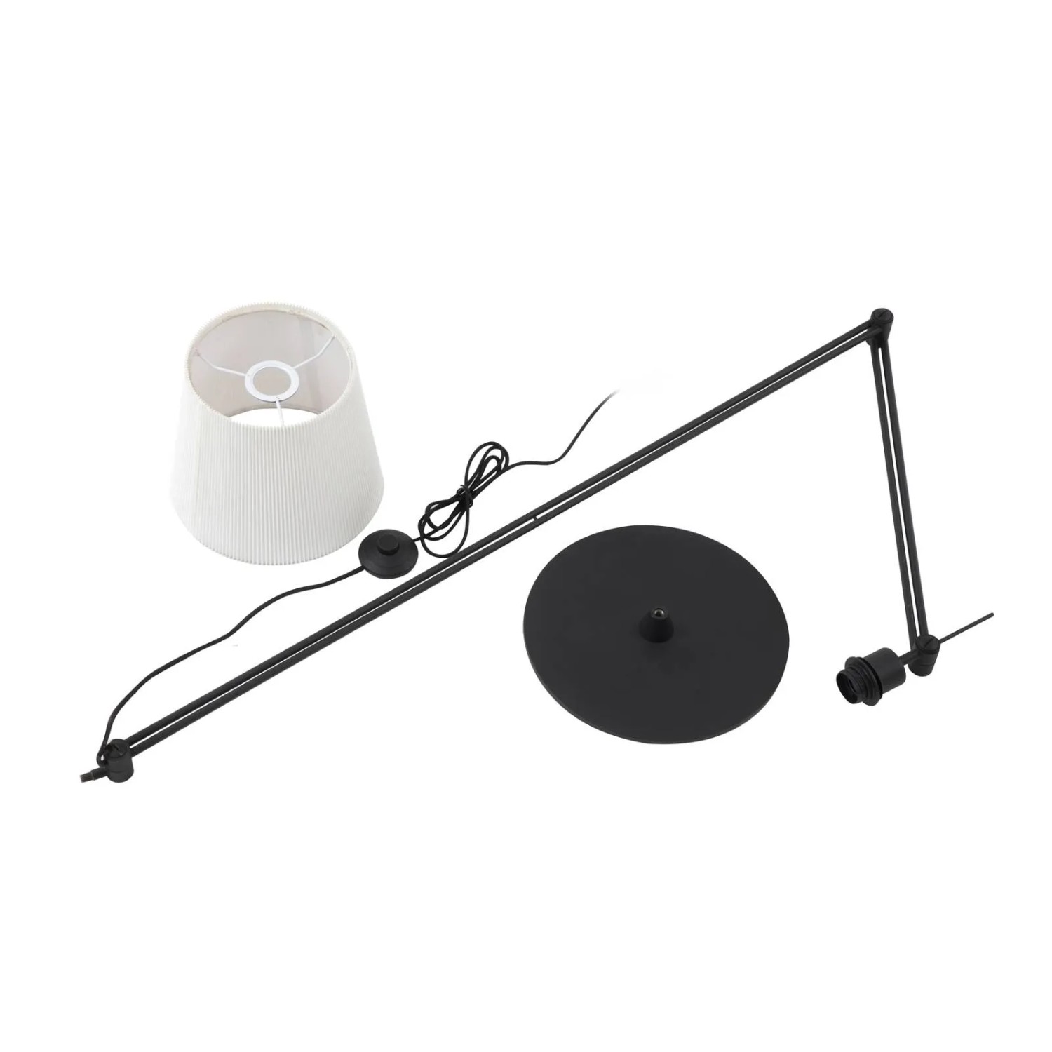 Lucande Caelia Stehlampe in Schwarz mit Stoffschirm, modern für Wohnzimmer & Arbeitszimmer.
