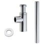 Kronenbach Design Siphon, rund, Universalanschluss 1 1/4 Zoll, Chrom für Waschbecken.