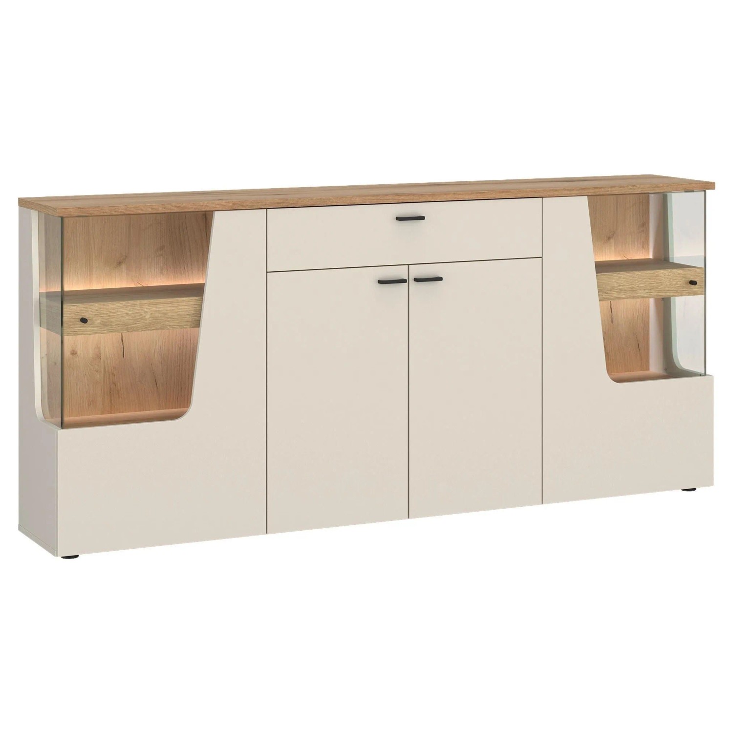 Premium Living Sideboard Cut Out, B: 165cm Kaschmir/Eichefarben