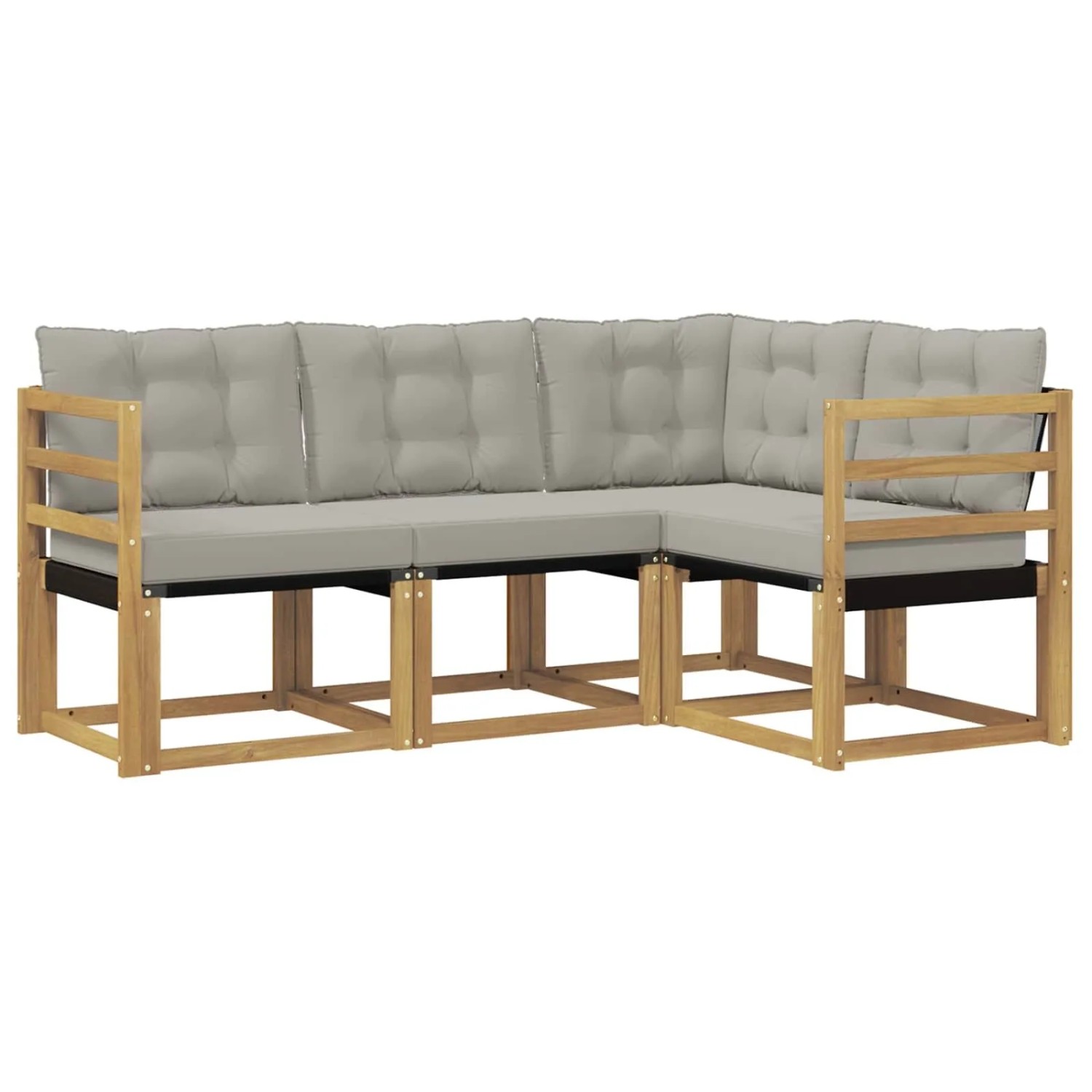 vidaXL Outdoor-Sofagarnitur mit Kissen 4-Tlg Weiß und Hellgrau 3389417