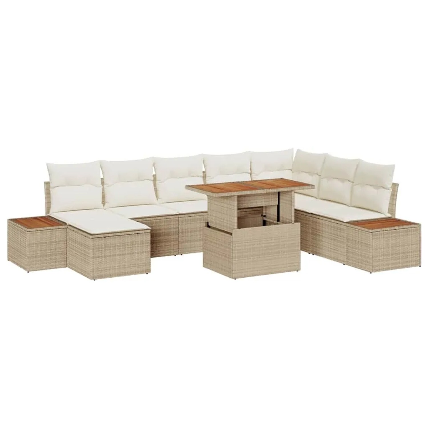 vidaXL Garten Essgruppe mit Kissen 9-Tlg Beige und Creme 3350098 günstig online kaufen
