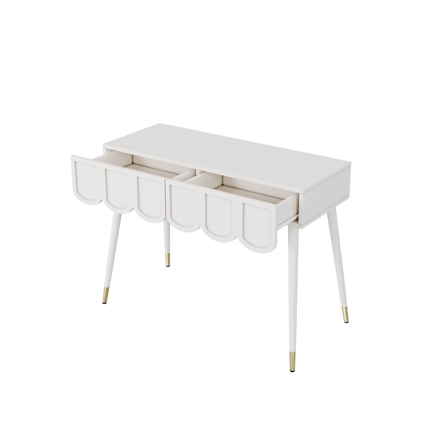 okwish Schminktisch mit Schubladen Metallfüße Schlafzimmer 100x40x76cm Weiß