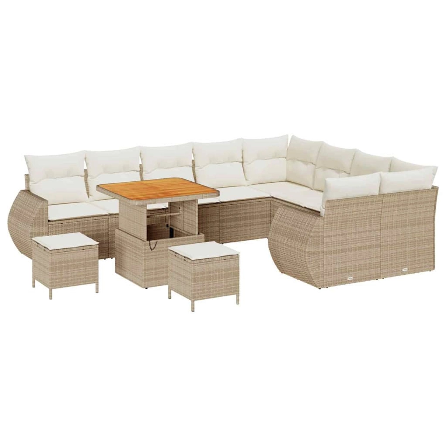 vidaXL Garten-Sofa-Set 12-Tlg Beige Poly Rattan 3361911 günstig online kaufen