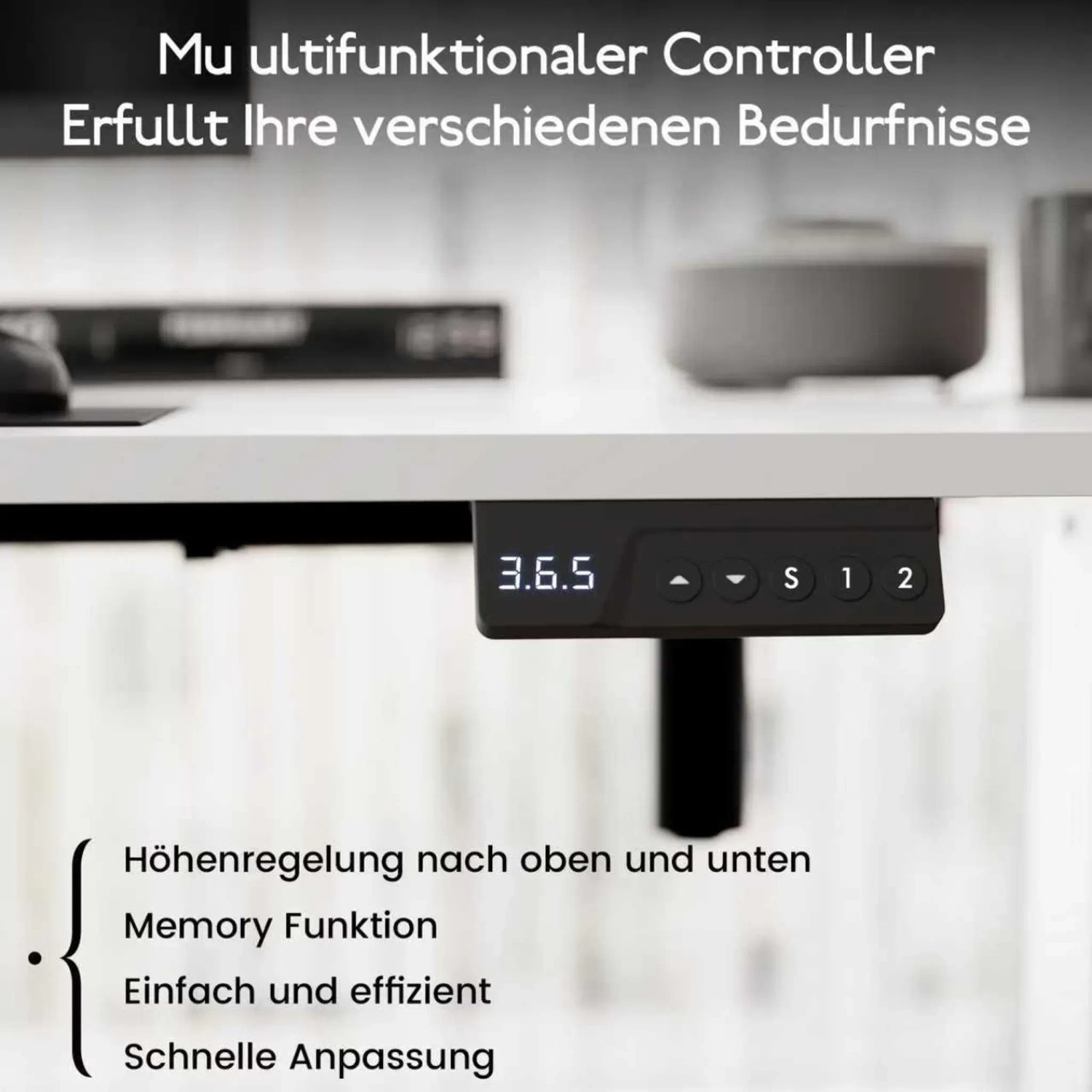 HOMAVO Elektrisch Höhenverstellbarer Schreibtisch 160x80cm mit Memory Funktion Anti Kollisions System Sitzerinnerung Weiß_7