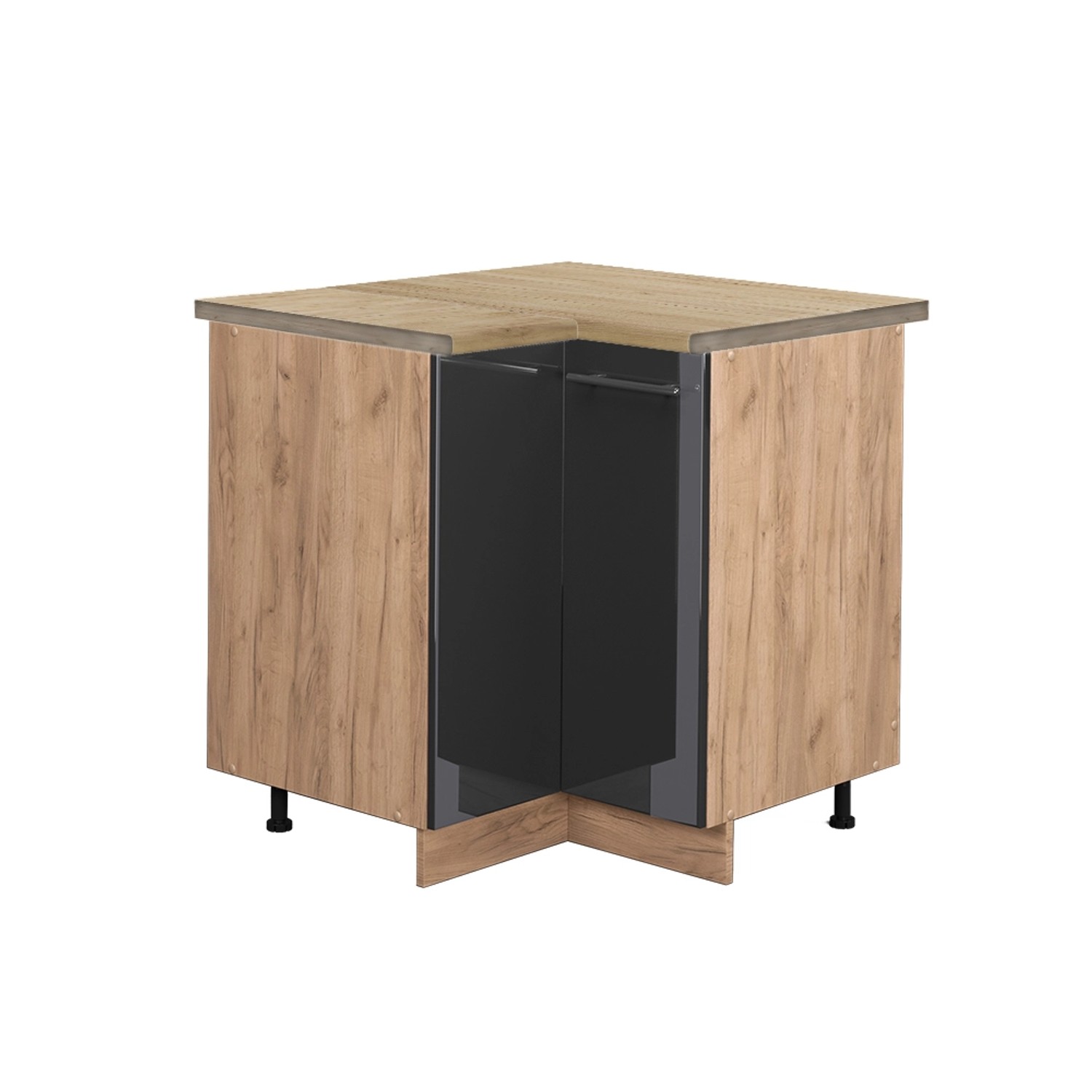 Vicco Eckunterschrank Fame-Line Anthrazit Hochglanz/Goldkraft Eiche 81 cm AP Eiche