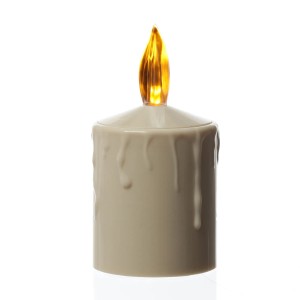 Beige LED Grabkerze mit Sensor, 11,5cm hoch, für Laternen & Grableuchten, 2er-Set.