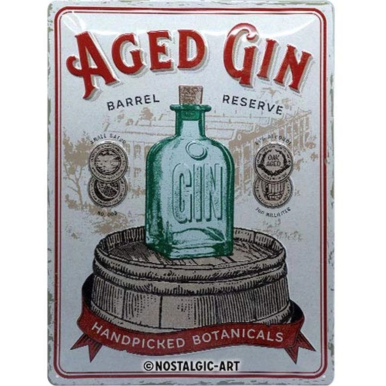 Nostalgic-Art Blechschild 30 x 40 cm - Open Bar - Aged Gin Barrel günstig online kaufen