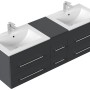 Posseik Badmöbel Nero XL Grafit: Badmöbel-Set mit zwei Waschbecken und grauen Unterschränken.