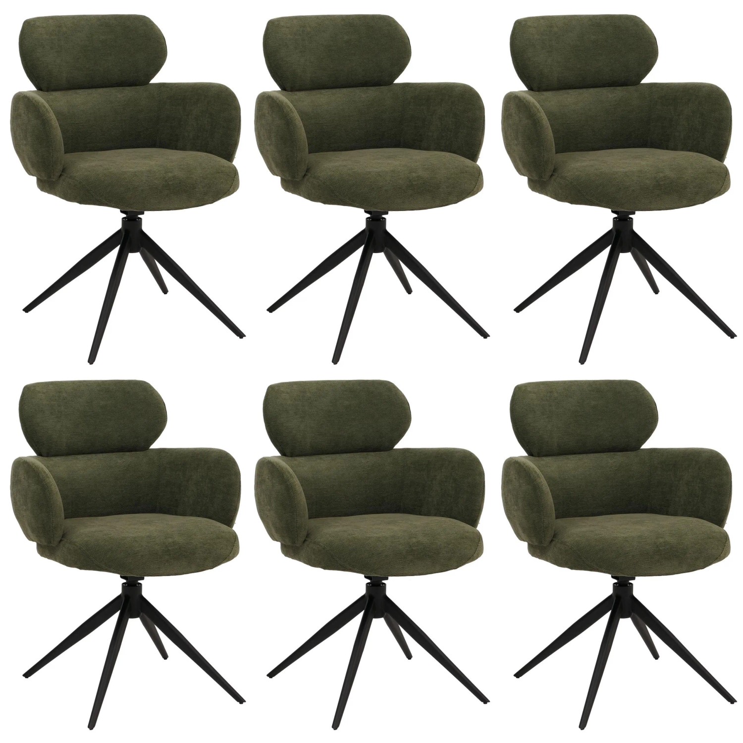 Mcw Esszimmerstuhl O77 6er-Set Olivgrün