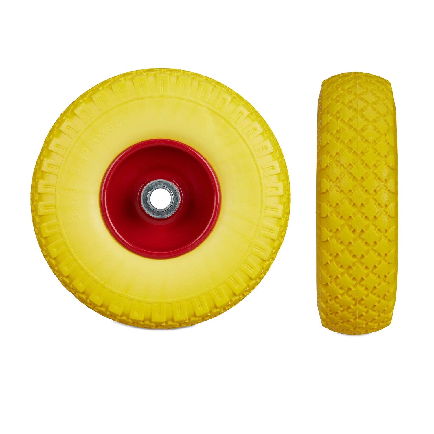 Relaxdays 2er Sackkarrenrad Set Stahl Gelb Rot Pannensicher 26 cm x 8,5 cm