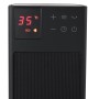Detailansicht des schwarzen Midea Turmheizlüfters mit digitalem Display und Touch-Steuerung.
