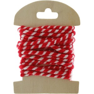 Weihnachtliches Band aus Wollfilz, rot-weiß gestreift, 3m Rolle für Weihnachtsdeko.