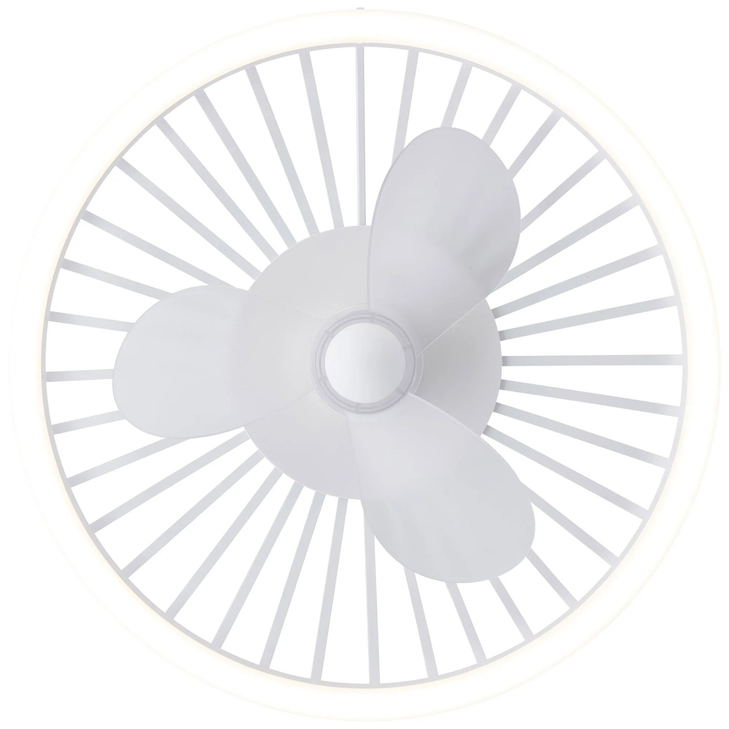 Weiße LED-Deckenleuchte Capo mit Ventilator, Ø 48cm. Deckenlampe mit integriertem Ventilator.