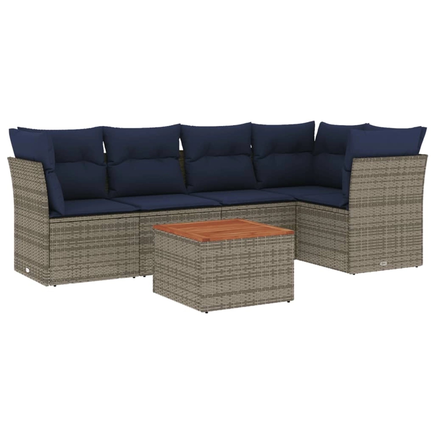 vidaXL 6-Tlg Garten-Sofagarnitur mit Kissen Grau Poly Rattan 3255963 günstig online kaufen