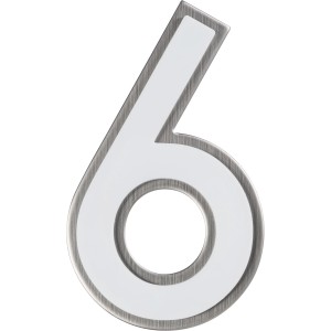 Nachtleuchtende Hausnummer Nr. 6 von Alpertec aus Edelstahl.
