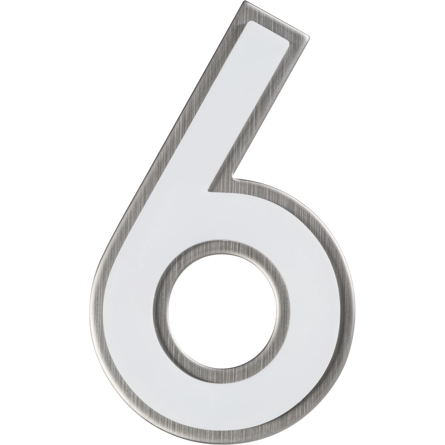 Nachtleuchtende Hausnummer Nr. 6 von Alpertec aus Edelstahl.