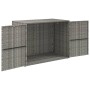 Grauer vidaXL Gartenschrank (100x55,5x80 cm) aus Poly Rattan mit offenen Türen.