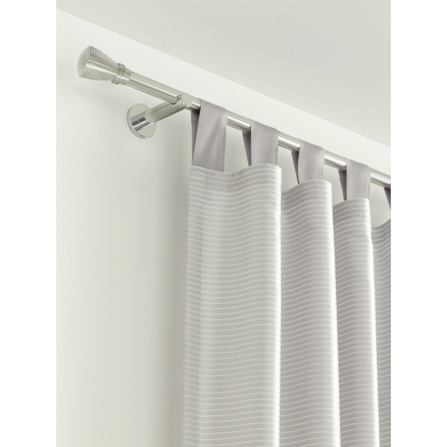 Gardinia Gardinenstange Chicago, Edelstahloptik, 20 mm Durchmesser, 120 cm Länge mit Vorhang.
