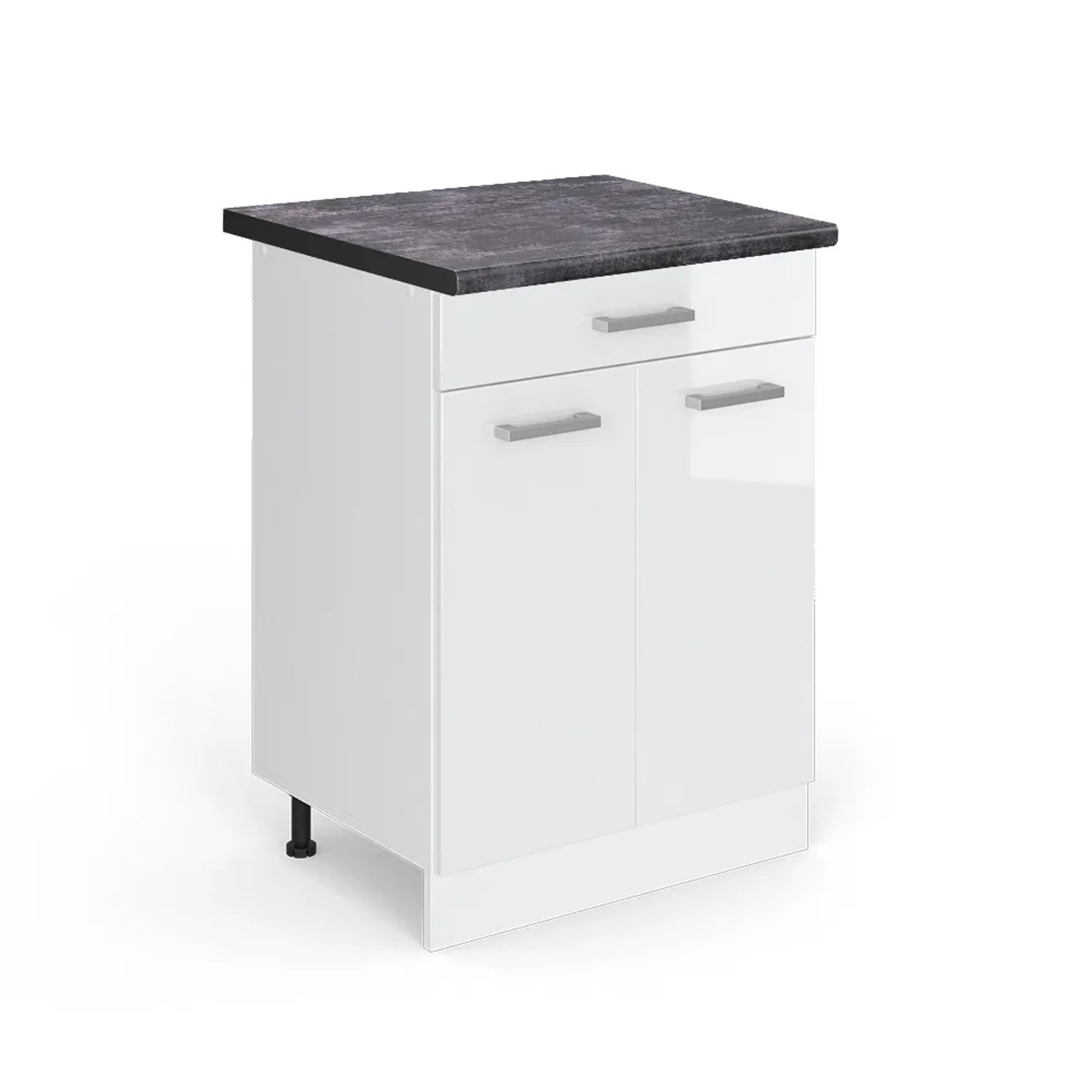 Vicco Küchenunterschrank R-Line Weiß Hochglanz/Weiß 60 cm mit Schublade AP Anthrazit