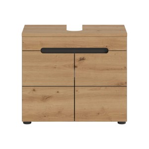 Waschbeckenunterschrank Canu in Artisan Eiche/Grau mit 2 Türen, 55x63x34 cm.