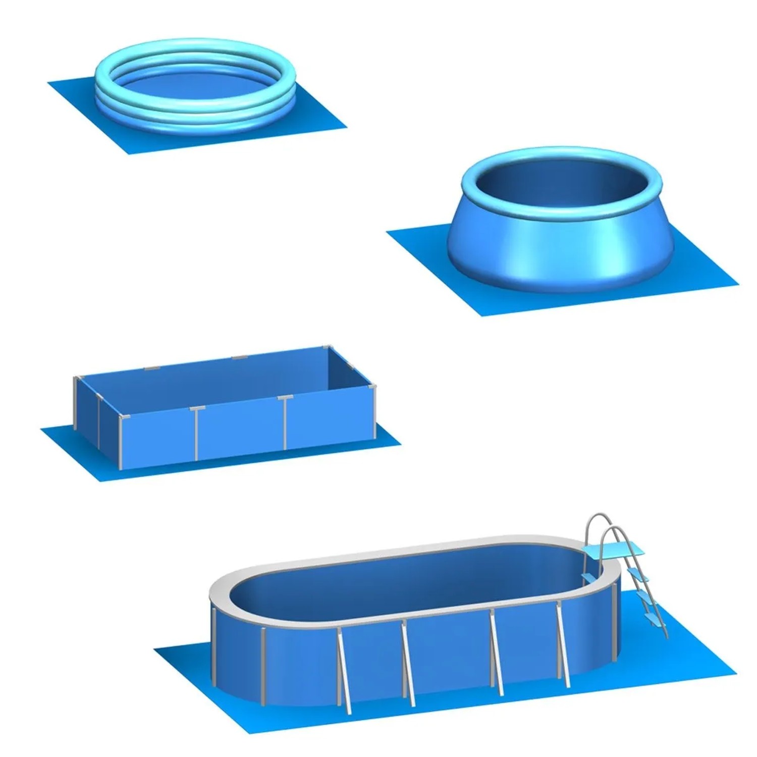 Blaue eyepower Poolmatten (62x62 cm, 40er Set) als Unterlage für verschiedene Pools, schützen den Boden.