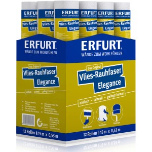 Erfurt Vlies-Rauhfaser Elegance, 12 Rollen überstreichbare Tapete im Karton.