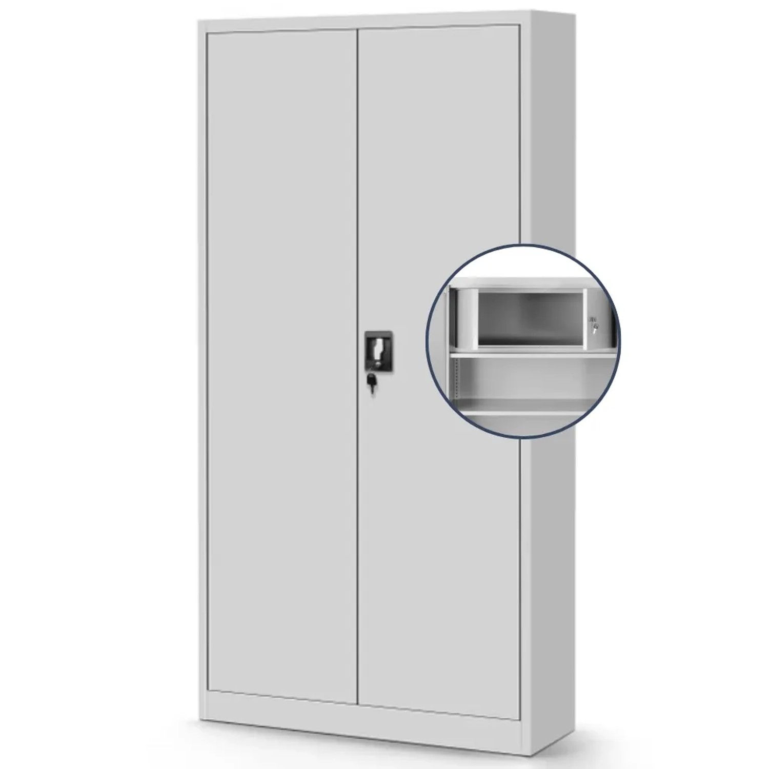 DELUKE Metallschrank Abschließbar KODLI mit Geheimfach 185 x 90 x 45 cm Grau