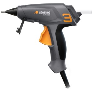 Steinel Heißklebepistole Gluematic 3011 KF, graue Klebepistole mit orangenem Abzug.