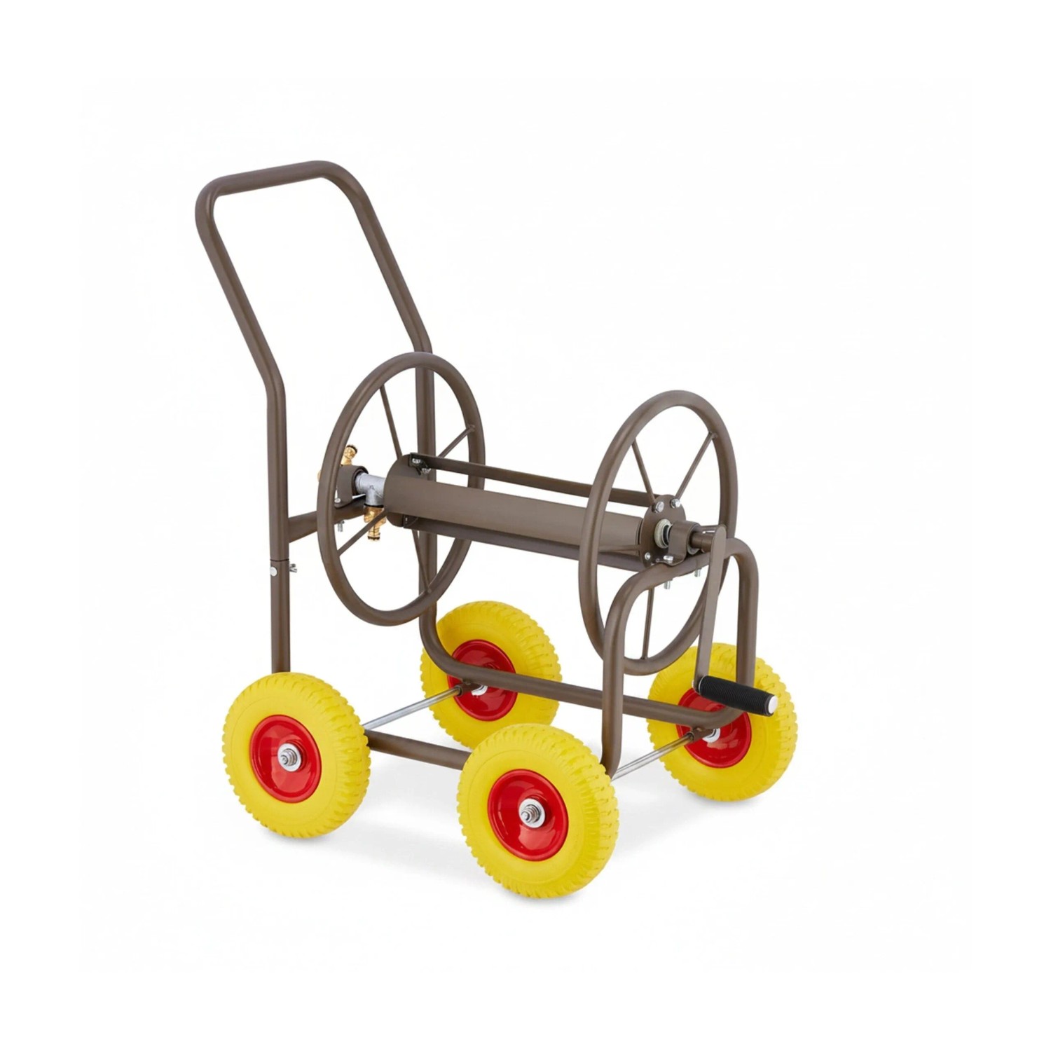 Relaxdays Schlauchwagen Stahl Braun 4 Räder 83 cm x 50 cm x 80 cm 10,1 kg