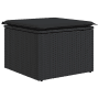 Schwarzer vidaXL Gartenhocker aus Rattan mit Stauraum und schwarzem Kissen, Teil des Garten-Sofa-Sets.