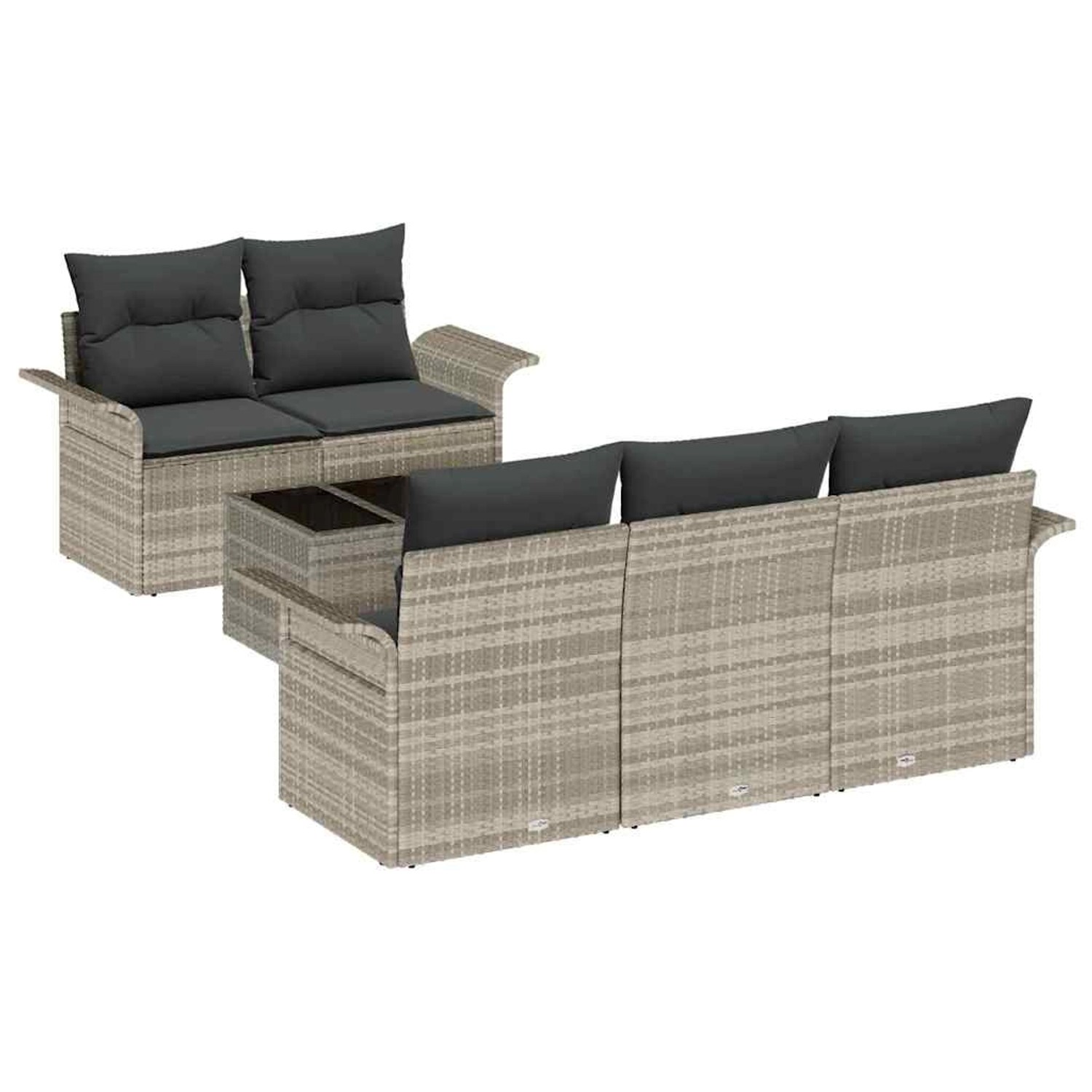 vidaXL 6-Teiliges Garten Sofa Set mit Kissen Hellgrau Poly Rattan 3345242 günstig online kaufen