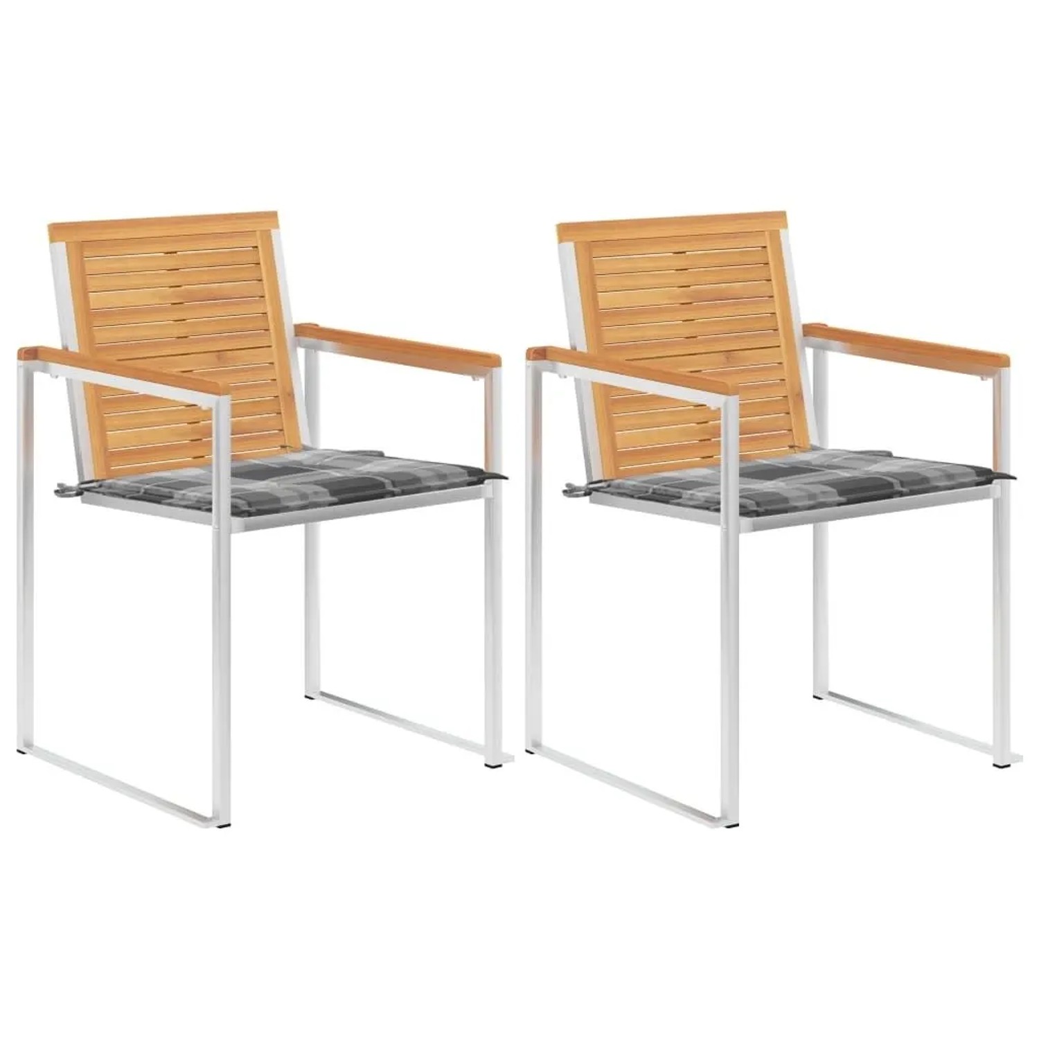 vidaXL Gartenstühle mit Kissen 2 Stk Massivholz Teak und Stahl 3061529 günstig online kaufen