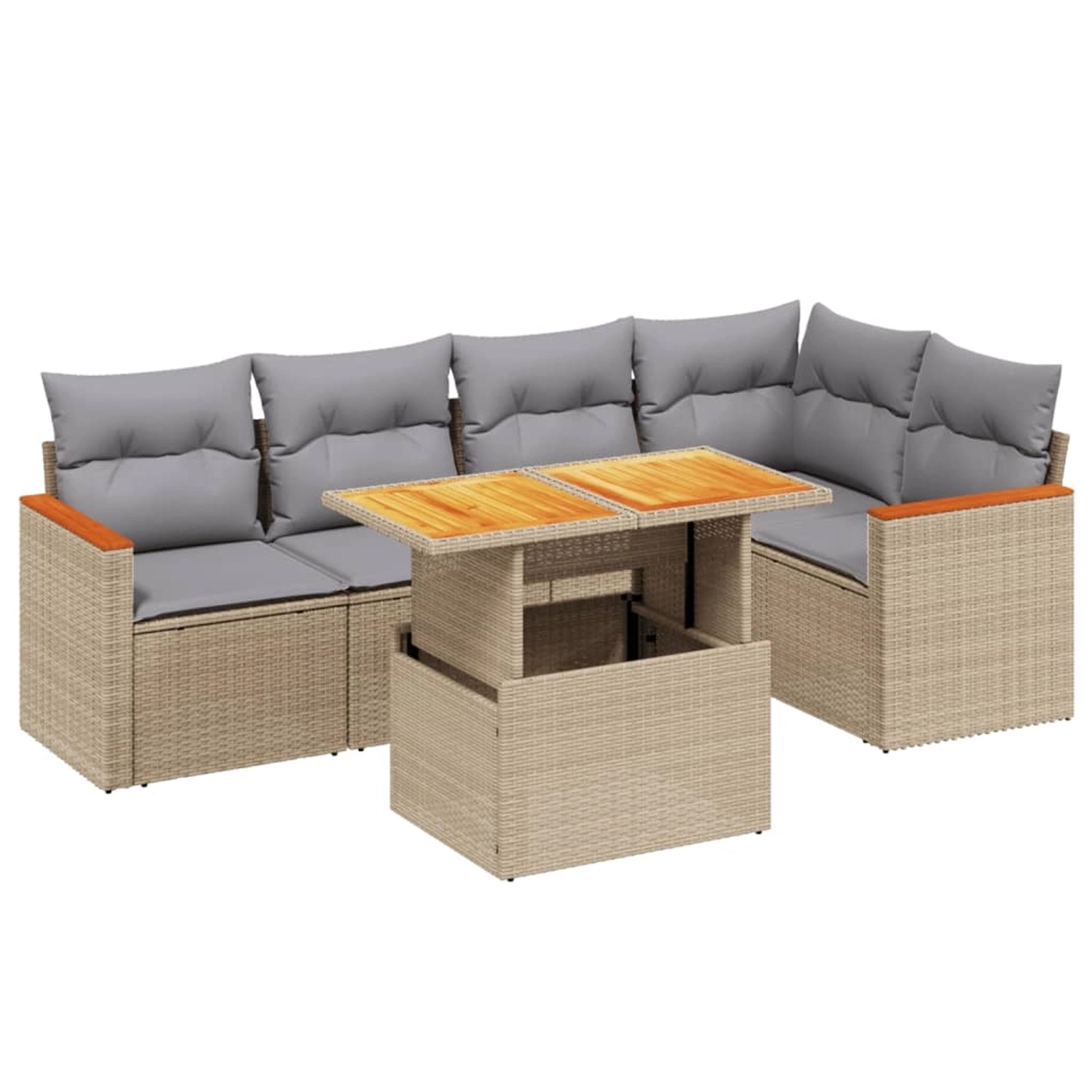 vidaXL 6-tlg Garten-Sofagarnitur mit Kissen Beige Poly Rattan Modell 357 günstig online kaufen