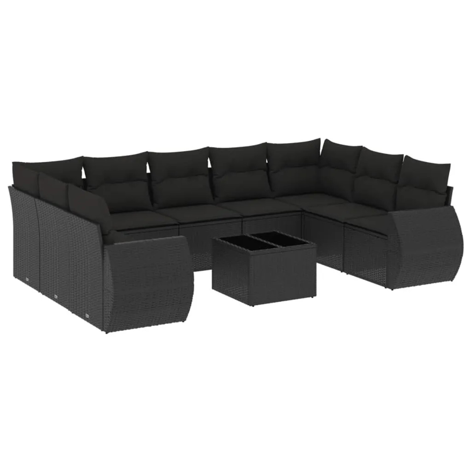 vidaXL 10-Tlg Garten-Sofagarnitur mit Kissen Schwarz Poly Rattan 3221804 günstig online kaufen
