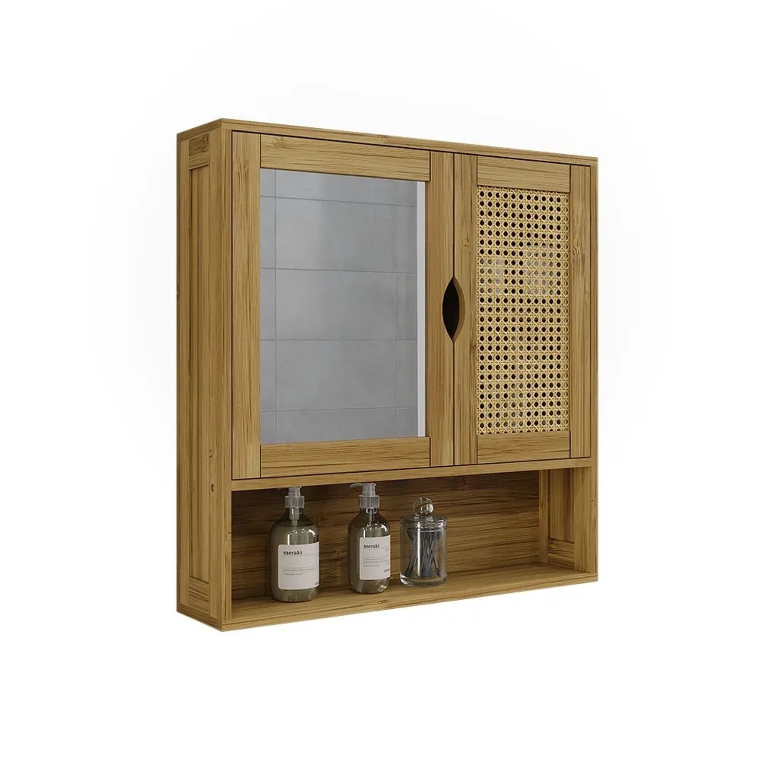 Vicco Spiegelschrank bad Liora Bambus/Rattan 56 x 58 cm kaufen bei OBI