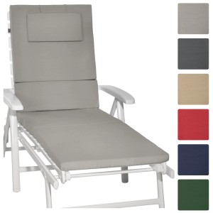 Hellgraue Beautissu Rollliegenauflage Loft RL 200x60x5cm auf einer Gartenliege.