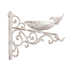 Relaxdays Vogeltränke Gusseisen Weiß Wetterfest 24 x 28 x 14 cm 1,2 kg