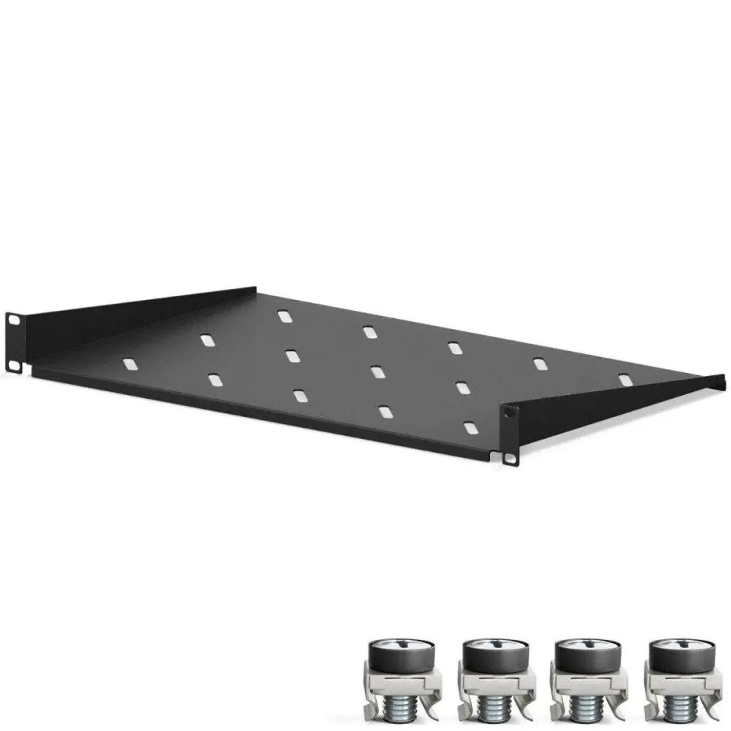hb-digital Fachboden 1HE für 19 Zoll Netzwerkschrank 270mm Schwarz