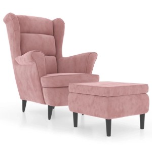 vidaXL Ohrensessel mit Hocker Rosa Samt 3115935