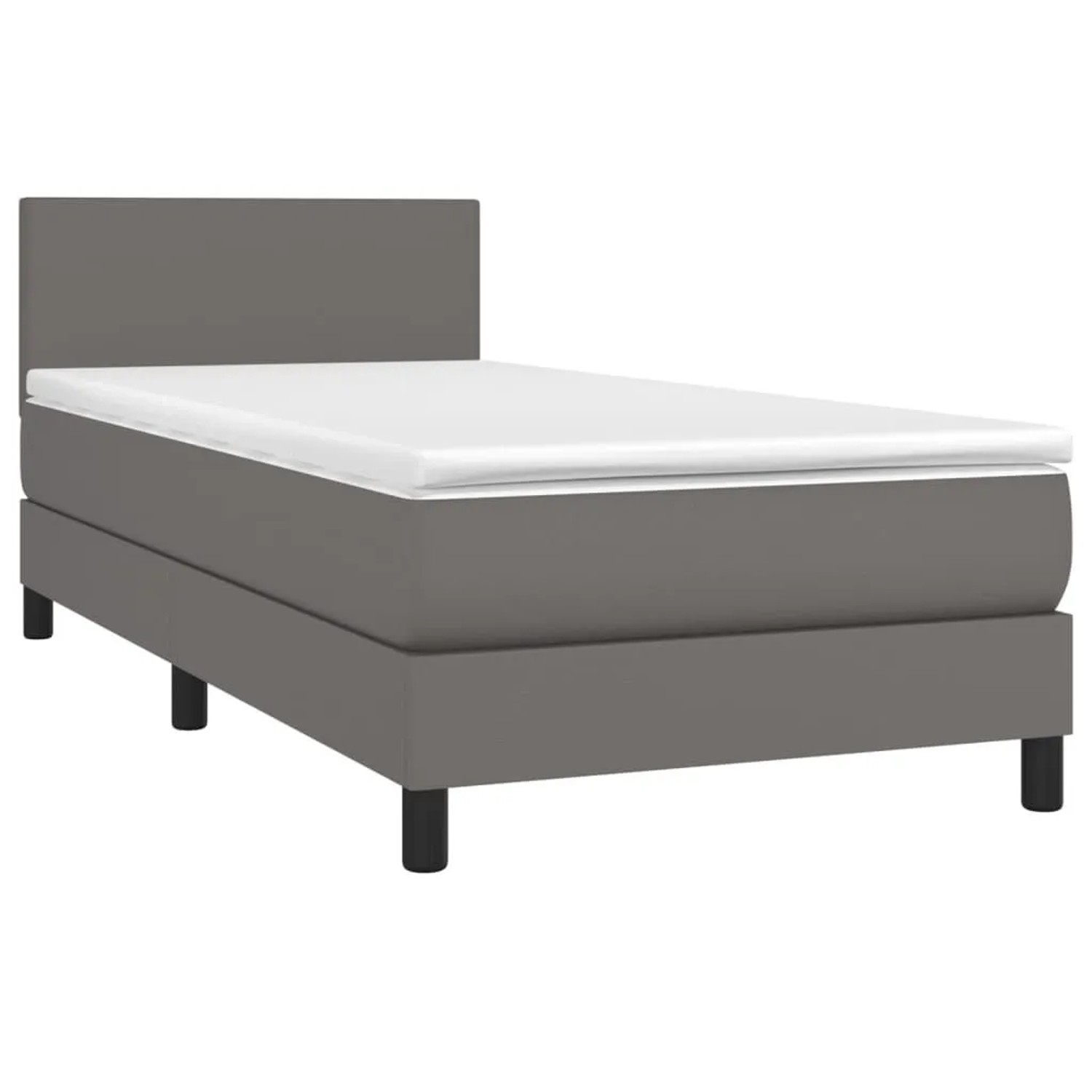 vidaXL Boxspringbett mit Matratze & LED Grau 80x200 cm Kunstleder 3134073 günstig online kaufen