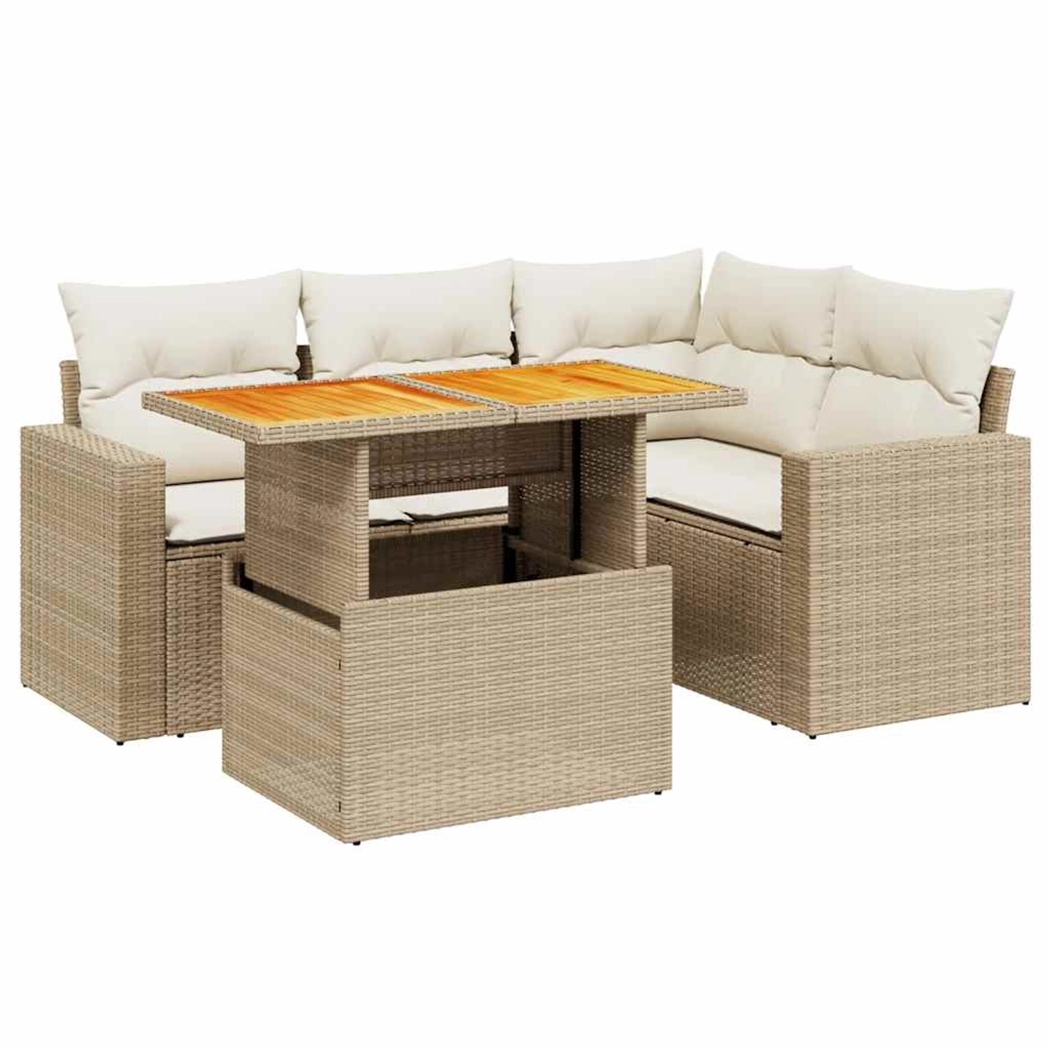 vidaXL 5-Tlg Garten-Sofagarnitur mit Kissen Beige Poly Rattan 3271296 günstig online kaufen
