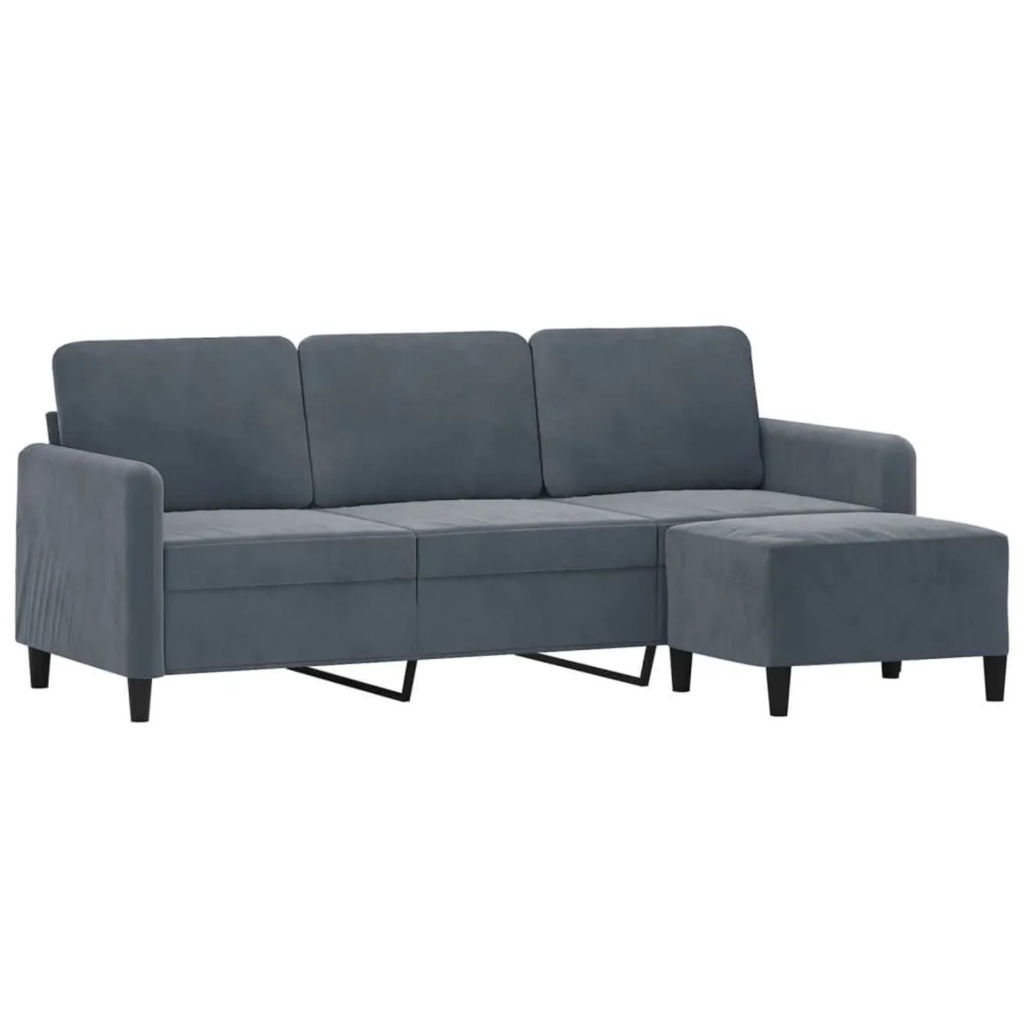 vidaXL 3-Sitzer-Sofa mit Hocker Dunkelgrau 180 cm Samt 3201175 günstig online kaufen