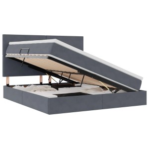 vidaXL Bett mit Stauraum und LED Dunkelgrau 160 x 200 cm Samt 3372616